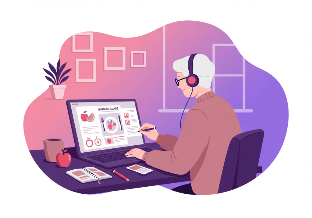 Alt text: “Online nutrition course for adult learners”